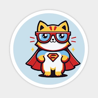 Cute Cat Kitty Kitten Kawaii Superhero Super Hero Tribute - anime cute cat japanese kawaii food kawaii animals children gift idea kids kid gift idea father Magnet